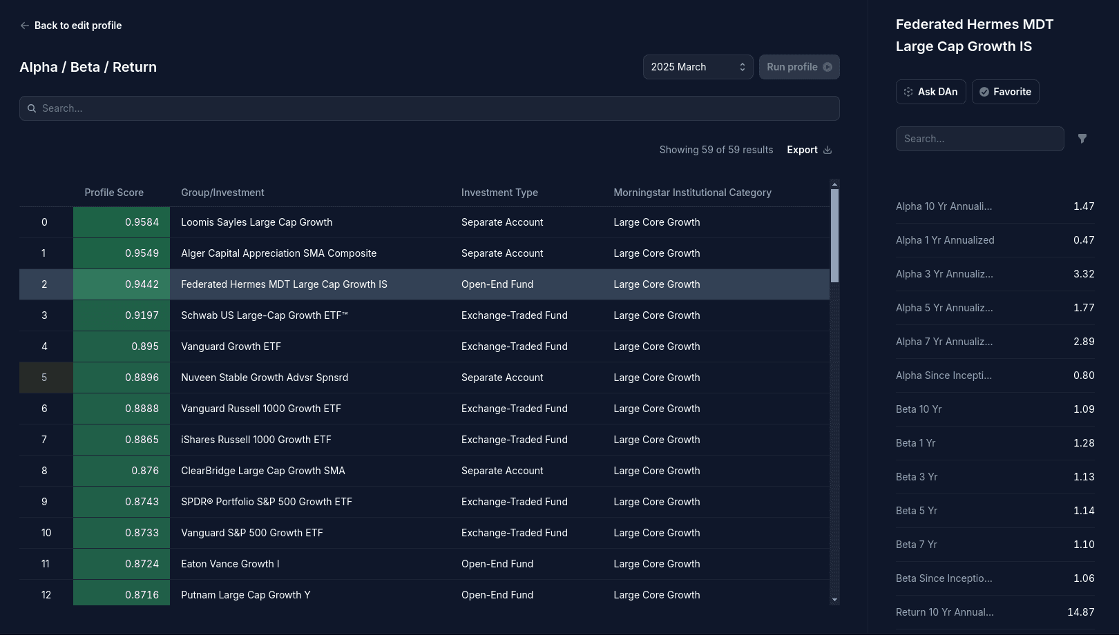 Results view in dark mode.